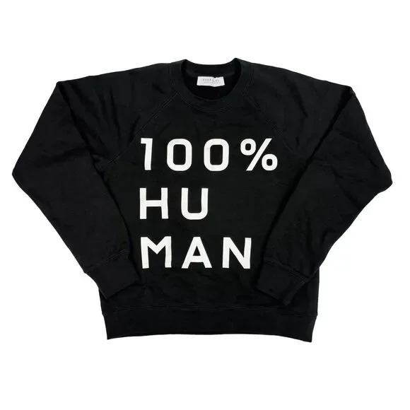 EVERLANE 100% Human Crewneck Sweatshirt S Black Graphic Pride Relaxed NEW B16 - Picture 2 of 7
